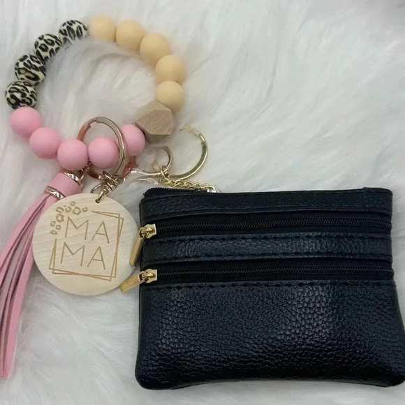 Carmella Black Wristlet Wallet with Mom Keychain tassel - Picture 6 of 6